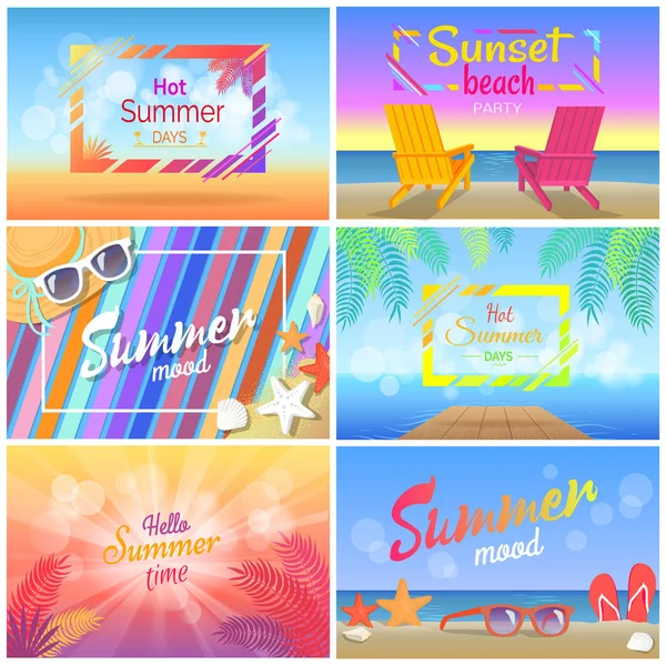 Warme zomerdagen 2018 Sunset Beach Party zomer — Stockvector