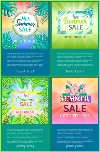 Hot Summer Sale Web Posters instellen 70 uit Banner — Stockvector