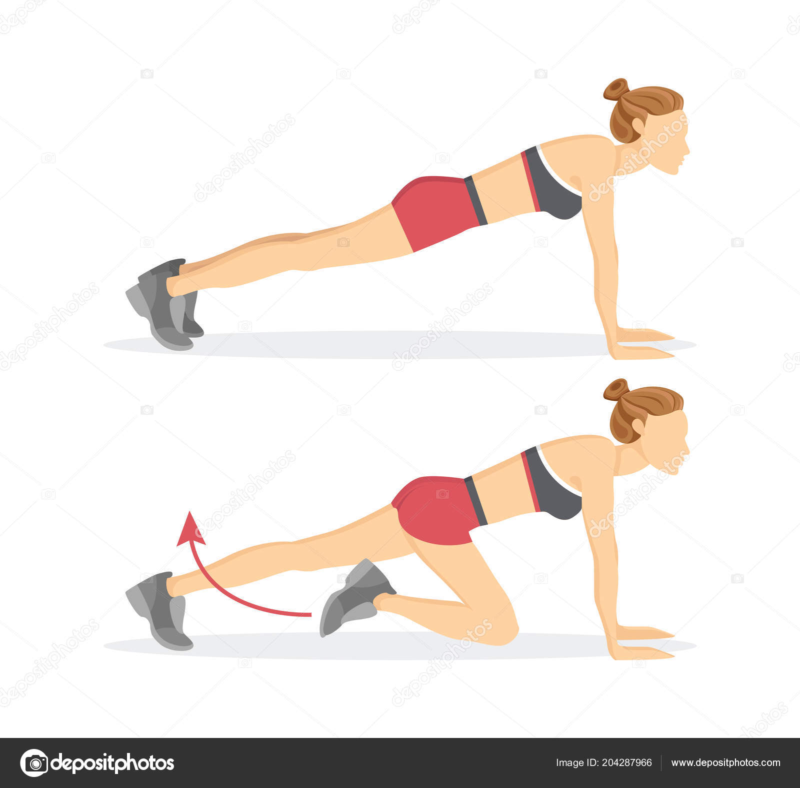 Slow Climbers Exercise Tabata Vector Illustration Stock Vector by