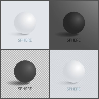 Küre geometrik 3B şekillerin siyah ve beyaz küme