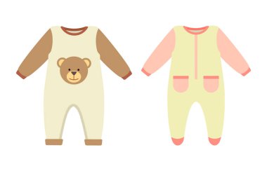 Bebek giysileri tulumlardan ayarla, illüstrasyon vektör