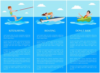 Kitesurfing ve çörek Ride vektör çizim