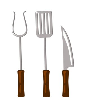 Barbekü araçları koleksiyonu, renkli vektör çizim