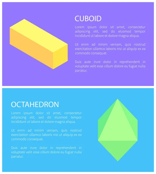 Plantillas de cuboides y octaedros de colores brillantes — Archivo Imágenes Vectoriales