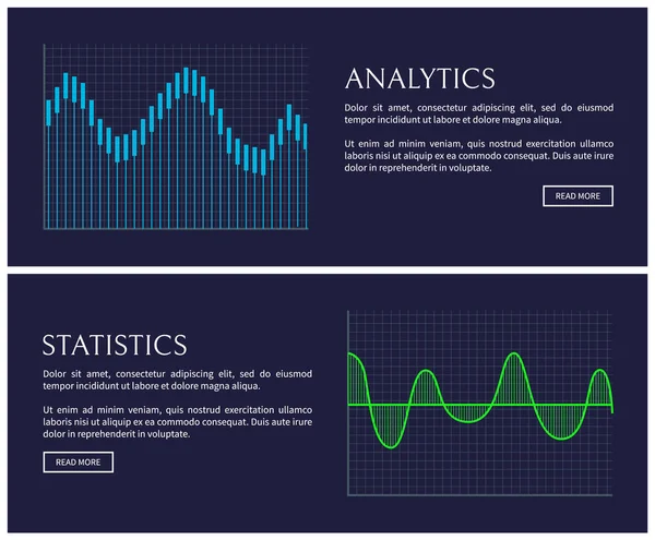 Analytics and Statistics Data Shown in Graphics — Stock Vector