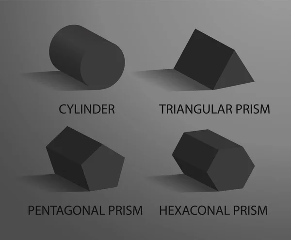 Cylindre Pentagonal triangulaire et Prisme hexagonal — Image vectorielle