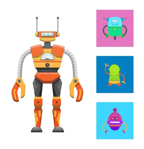 Schattig humanoïde Robot, kleurrijke vectorillustratie — Stockvector