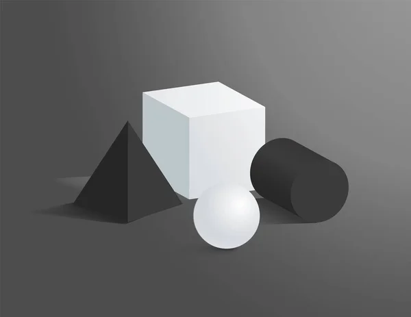 Коллекция векторных кубиков сферы и цилиндра — стоковый вектор