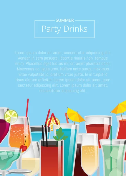 Parti içecekler çeşitli kokteyller Set içecek vektör — Stok Vektör
