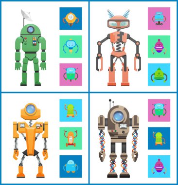 Robot Set görüntüleri koleksiyonu vektör çizim