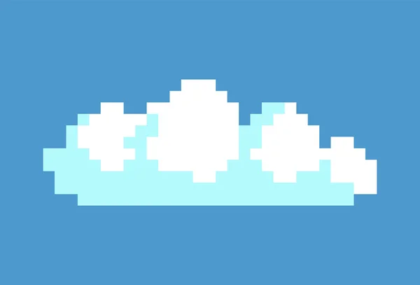 Nube Blanca en Blue Sky Vector Illustration Pixel — Vector de stock