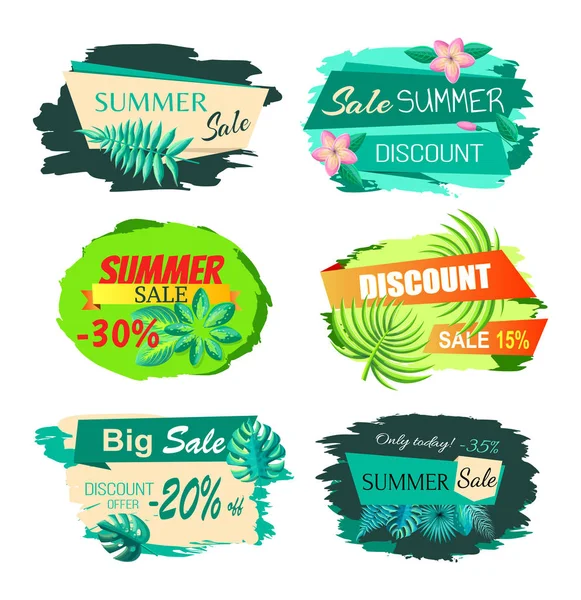 Collection Discount Emblems Off Summer Sale Advert — Stock Vector