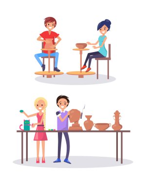 Neşeli sanat okulu öğrencileri sınıf çizimde