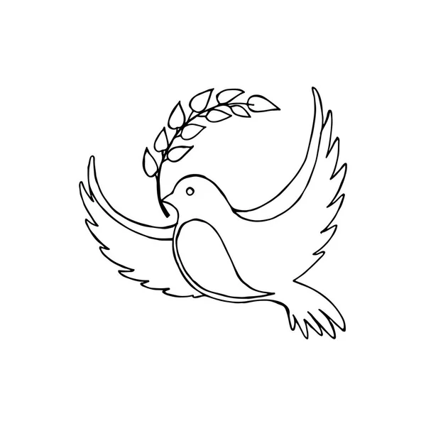 Gołębica pokoju z gałązka ilustracja wektorowa — Wektor stockowy