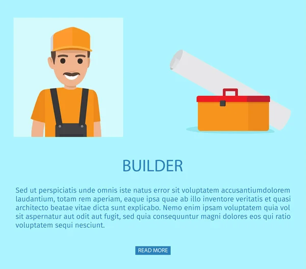 Builder Profession Fat Vector Web Banner — Stock Vector