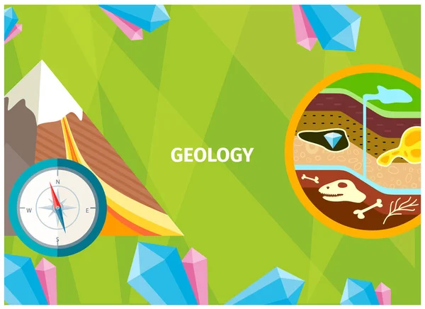 Bandera de la geología como ciencia sobre la tierra — Archivo Imágenes Vectoriales
