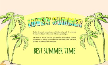 Yaz aylarında Poster Adası palmiye ağaçları ile tasvir