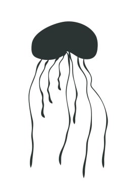 Beyaz arka plan üzerinde izole denizanası siluet