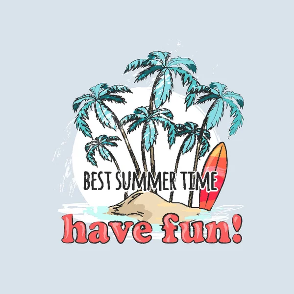 Развлечься в летнее время Постер с пальмами на пляже — стоковый вектор