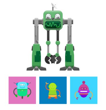 Robotlar koleksiyonu yüzler vektör çizim ile