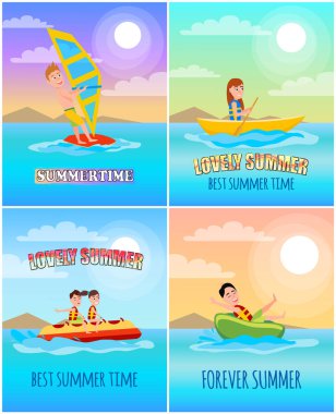 Yaz güzel koleksiyon vektör çizim