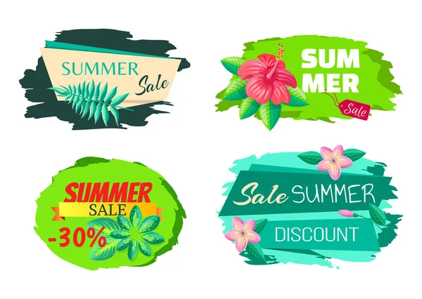 Sale Summer Discount Label Collection Big Sale Set — Stock Vector