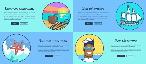 Zomer zee avonturen Vector kleurrijke Banner. — Stockvector