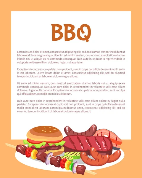 Illustration vectorielle BBQ Roast Meat Food Collection — Image vectorielle