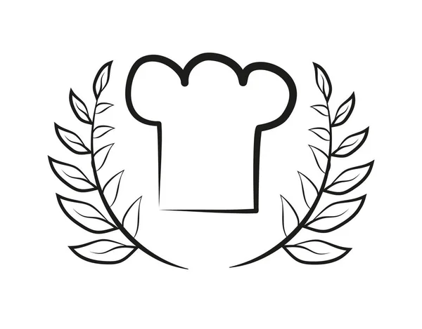 Chefhat Laurel Branches Vector Illustration Logo — Stock Vector