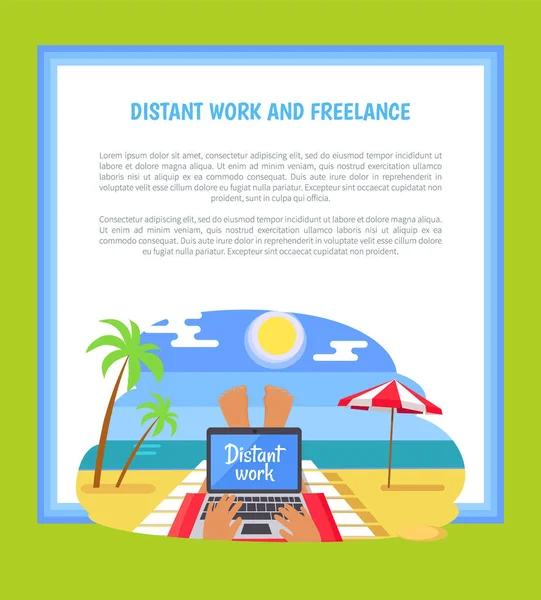 Μακρινή εργασία και Freelance αφίσα Freelancer πόδια — Διανυσματικό Αρχείο