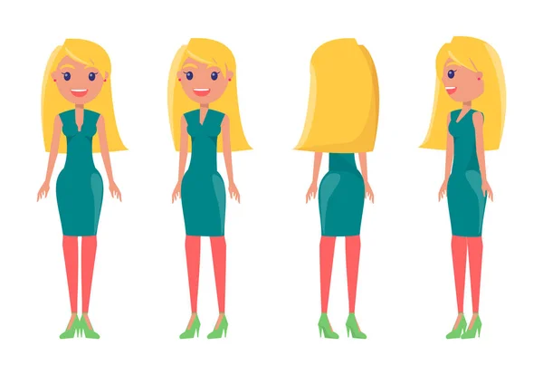Blonde Jolies femmes dans des tenues élégantes Tous les côtés — Image vectorielle