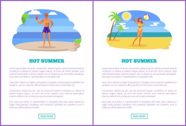 Sıcak yaz Web Poster basma düğmelerini, tropikal plaj