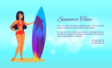 Yaz saati afiş Web sayfa tasarımı ile seksi Bayan