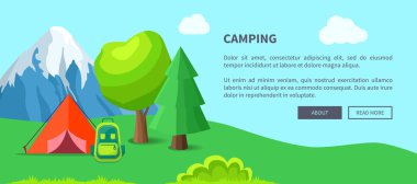 Orman ve dağlar, arka plan ile kamp