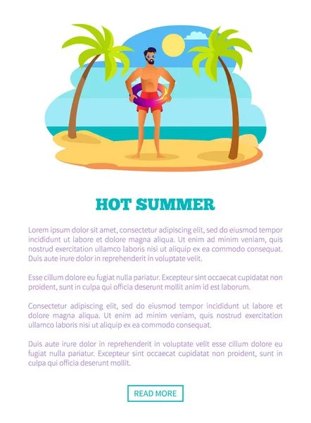 Sıcak yaz Web Poster tropikal plaj ve Athlet — Stok Vektör