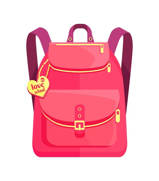 Rucksack para menina em cores rosa com inscrição —  Vetores de Stock