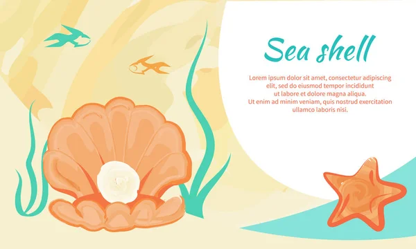 Cartaz criativo Sea Shell com pedra preciosa —  Vetores de Stock