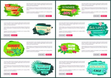 Büyük paket yaz satışı el ilanı ile basma düğmelerini ayarla