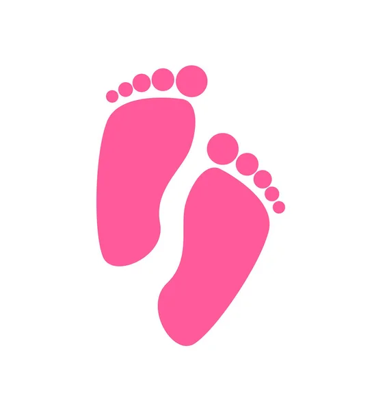 生まれたばかりの赤ちゃんの女の子のベクトルのアイコンのピンクの足の手順 — ストックベクタ
