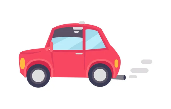 El coche rojo hace un montón de tarjeta de color de humo poco saludable — Vector de stock