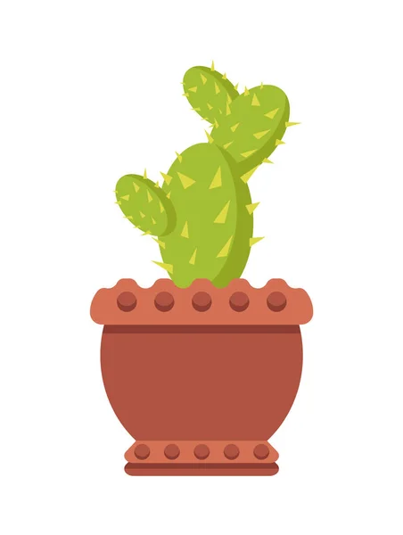 Kaktus im Tontopf Zimmerpflanze mit scharfen Ähren — Stockvektor