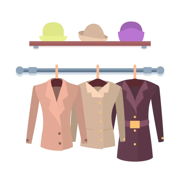 套装女式夹克外衣和架子帽 — 图库矢量图片