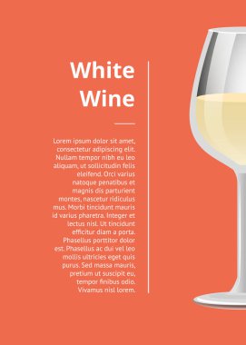 Beyaz şarap posteri kadehinin metinle
