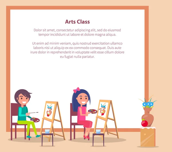 Konst klass Banner med plats för Text och studenter — Stock vektor
