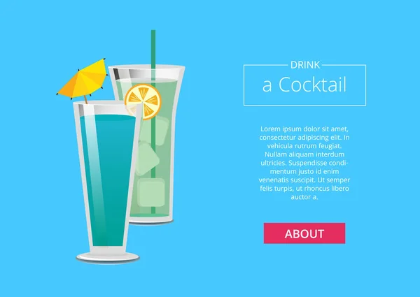 Buvez un cocktail Affiche Web avec Mojito et Menthe — Image vectorielle