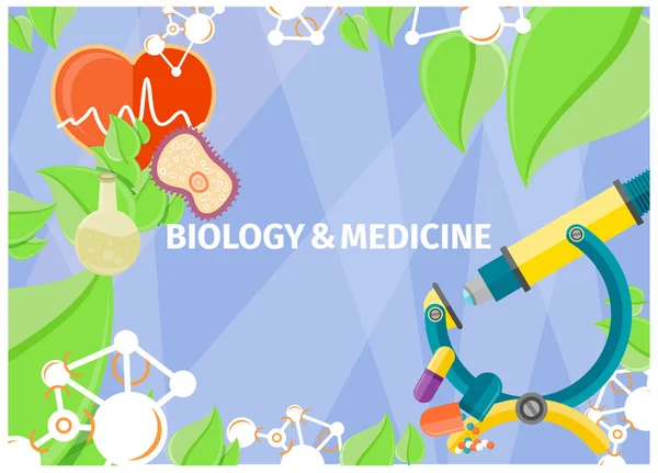 Banner of Biology and Medicine as Natural Sciences — Stock Vector