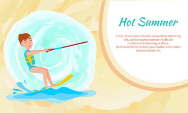 Sıcak yaz Poster Kitesurfing mutlu çocuk vektör