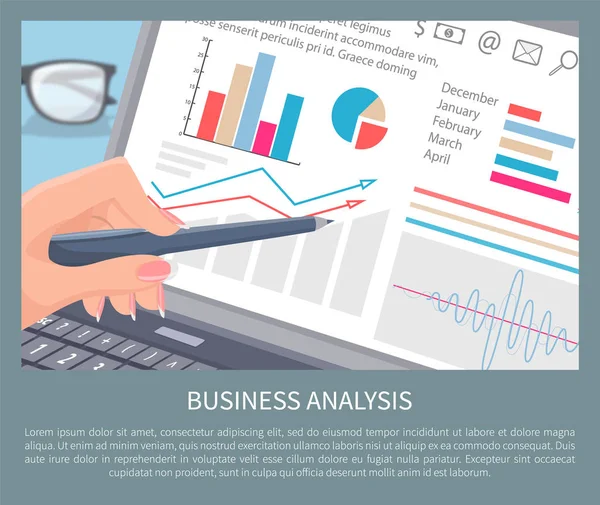 Business analyse tekst monster vectorillustratie — Stockvector