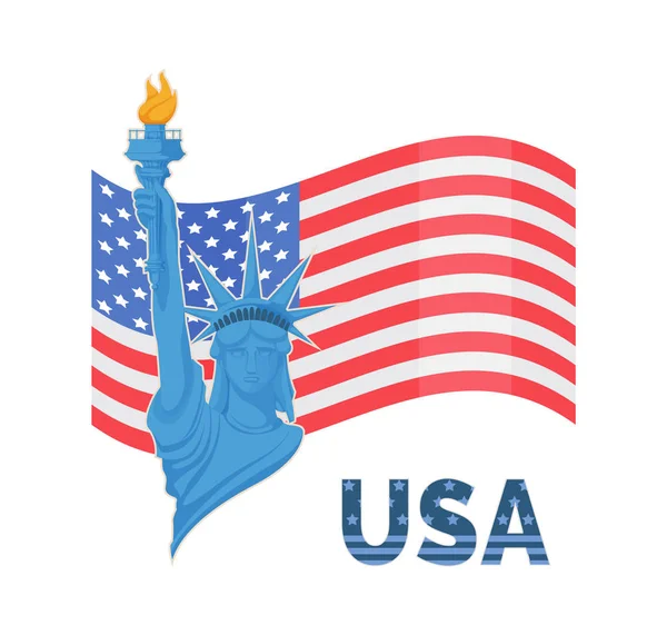 EUA Estátua da Liberdade Landmark Vector Ilustração — Vetor de Stock