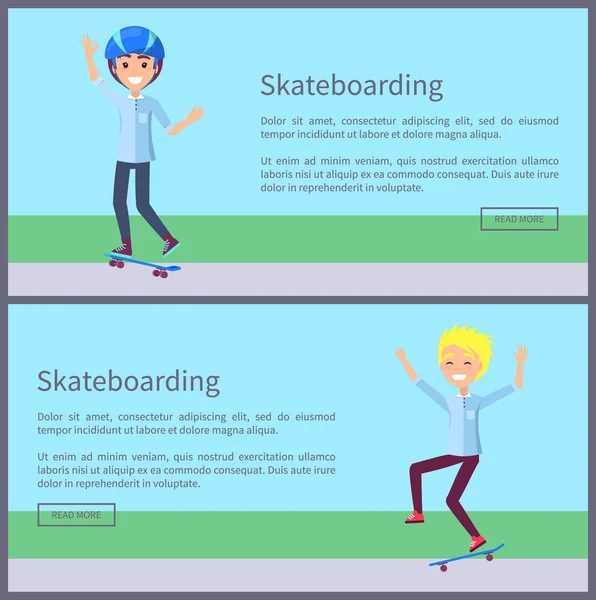 Skateboarding stron www zestaw ilustracji wektorowych — Wektor stockowy